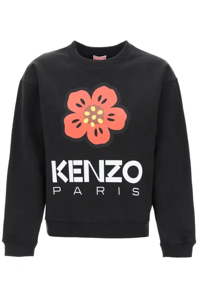 Kenzo Floral Printed Crew-neck Sweatshirt For Women In Black