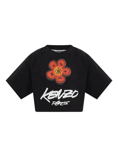 Kenzo Boke Flower Crop T-shirt In Black