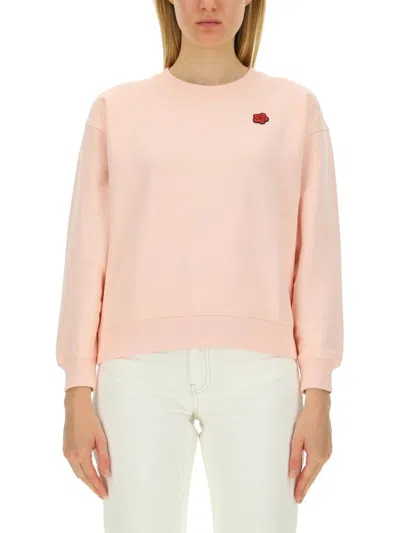 Kenzo Boke Flower Embroidered Crewneck Sweatshirt In Pink