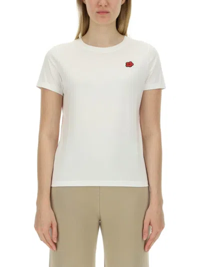 Kenzo Boke Flower Embroidered Crewneck T In White