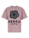 Kenzo Boke Flower Embroidered Oversized Cotton T-shirt Clothing In Pink