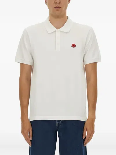 Kenzo Boke Flower Polo Shirt With Embroidery In White