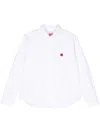Kenzo Boke Flower Embroidered Slim-fit Shirt In White