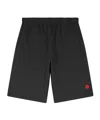 Kenzo Bermuda Cotton Elastic Waistband Shorts In Black