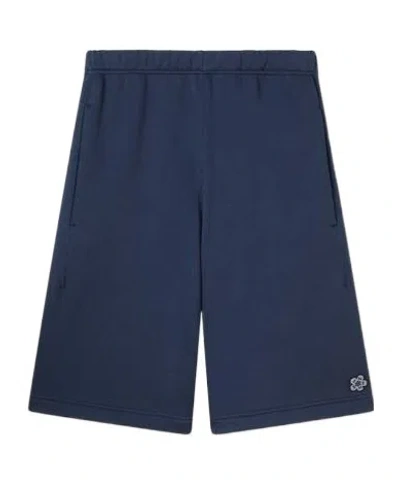 Kenzo 'boke Flower' Embroidered Shorts In Cotton In Blue