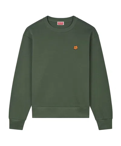 Kenzo Boke Flower-embroidered Sweatshirt In Green