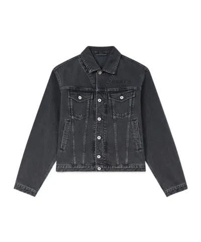 Kenzo 'boke Flower' Embroidered Trucker Jacket In Japanese Denim In Black