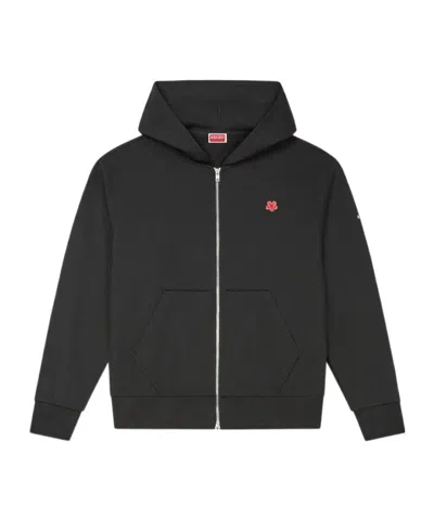 KENZO 'BOKE FLOWER' EMBROIDERED ZIPPED HOODIE IN COTTON