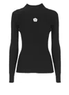 Kenzo Boke Flower High Neck Sweater With Contrasting Embroidery In Black