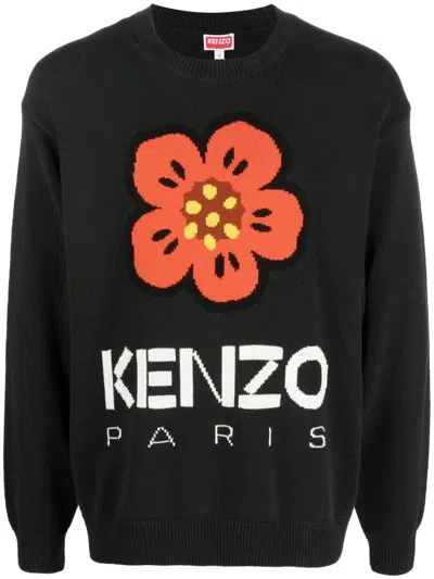 Kenzo Boke Flower Intarsia-knit Jumper In Black