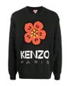 Kenzo Boke Flower Crewneck Wool Sweater In Black
