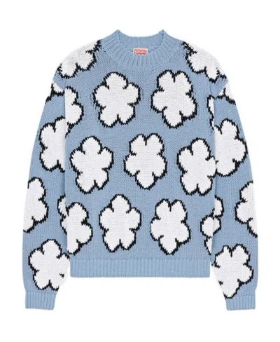 Kenzo Boke Flower Intarsia-knit Jumper In Blue