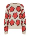 Kenzo Floral Intarsia-knit Cotton Jumper In Nude