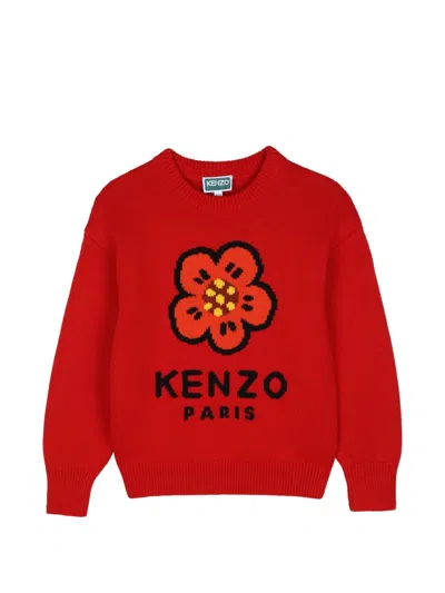 Kenzo Kids' Boke Flower Intarsia Sweater In Red