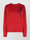 KENZO BOKE FLOWER KNIT CREWNECK WITH DROP SHOULDER AND RIBBED TRIM