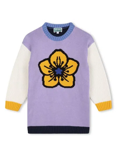 Kenzo Kids' Boke Flower Knitted Dress In Lilla
