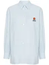 Kenzo Boke Flower Logo-embroidered Shirt In Blau