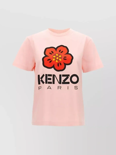Kenzo Boke Flower Logo Print Cotton T-shirt In Pastel