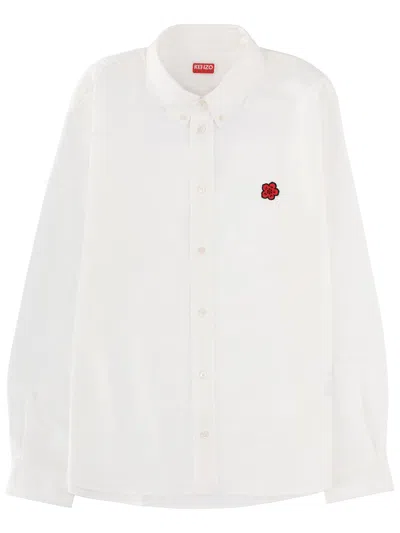 Kenzo Boke Flower Crest Casual Shirt In White
