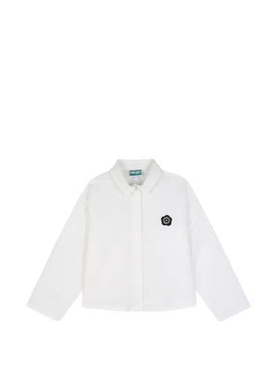 Kenzo Kids' Boke Flower Logo-patch Shirt In White