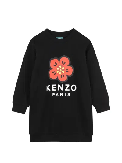 Kenzo Kids' Boke Flower Logo-print Dress In Black