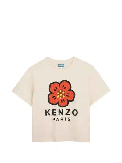 Kenzo Kids' Boke Flower Logo-print T-shirt In Neutral