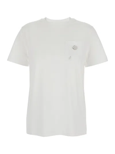 KENZO KENZO 'BOKE FLOWER 2,0' WHITE CREWNECK T-SHIRT WITH LOGO PATCH ON THE FRONT AND LOGO LETTERING ON TH