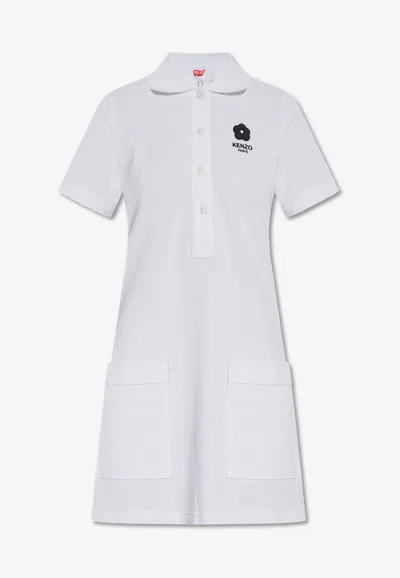 Kenzo Boke Flower Mini Polo Dress In White