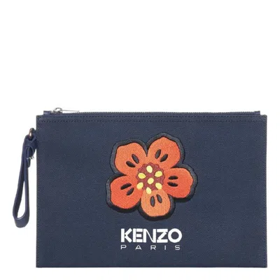 Kenzo Boke Flower Motif Clutch Bag In Blue