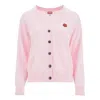 Kenzo Boke Flower Embroidered Buttoned Cardigan In Pink