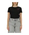 Kenzo Boke Flower-patch Cotton T-shirt In Gray