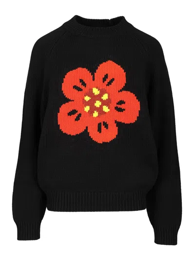 Kenzo Boke Flower Placed Jumper Knitwear Black