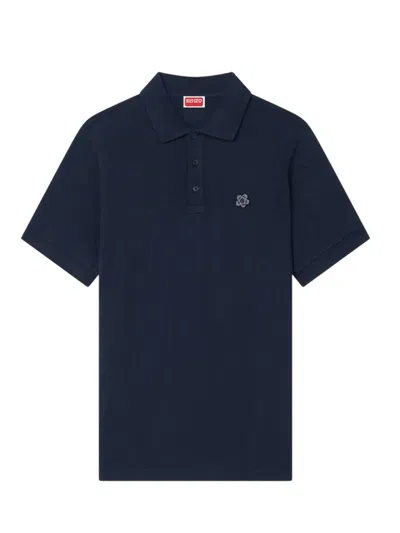 Kenzo Boke Flower Polo Shirt With Embroidery In Blue