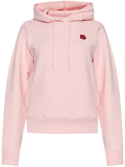 Kenzo Drawstring Hood Long Sleeve Sweater In Pink