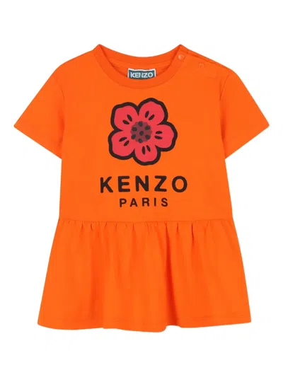 Kenzo Babies' Boke Flower-print Dress In Orange
