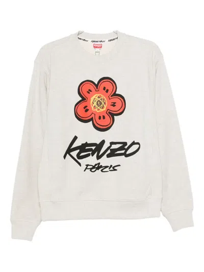 Kenzo Crew Neck Graphic Print Long Sleeves In Neutral