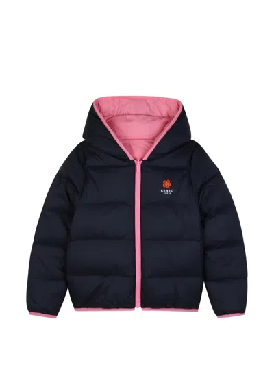 Kenzo Kids' Boke Flower Reversible Down Jacket In Black