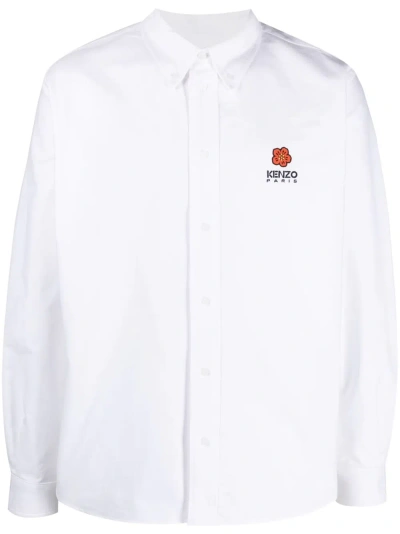 Kenzo Boke Flower Cotton Poplin Shirt In White