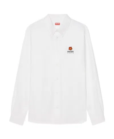 KENZO KENZO BOKE FLOWER LOGO EMBROIDERED BUTTONED SHIRT