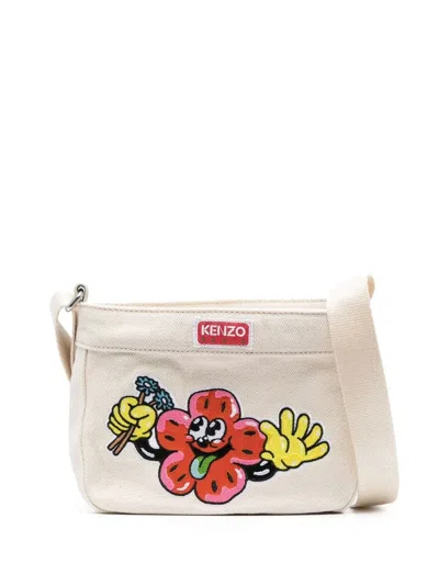 Kenzo Boke Flower Signature Print Bag In Nude