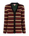Kenzo Boke Flower Striped Cardigan In Black