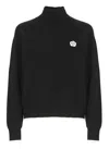 Kenzo High Neck Long Sleeve Knit Sweater In Black