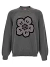 Kenzo Men Crew Neck Sweater In Cotton And Wool In Gray