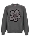 Kenzo Men Crew Neck Sweater In Cotton And Wool In Gray
