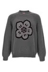 Kenzo Men Crew Neck Sweater In Cotton And Wool In Gray
