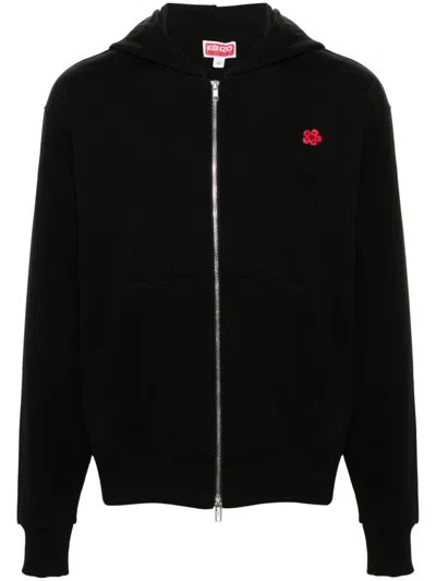 Kenzo Boke Flower Zip-up Hoodie In Black