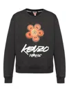 Kenzo Bold Floral Graphic Sweatshirt With Signature Logo In Black