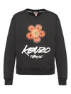 Kenzo Bold Floral Graphic Sweatshirt With Signature Logo In Black
