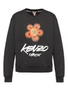 Kenzo Bold Floral Graphic Sweatshirt With Signature Logo In Black