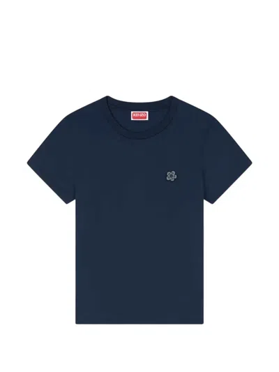 Kenzo Gots Boke Flower Crest Crew Neck T Shirt In Blue